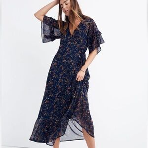 Madewell Navy Floral Maxi Dress